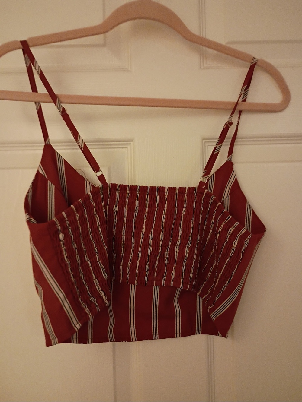 Zaful Red Striped Smocked Cami